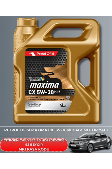 Petrol Ofisi CITROEN C-ELYSEE 1.6 HDI 2012-2013-2014-2015-2016-2017-2018 92 BEYGİR FİLTRE - YAG BAKIM SETİ - Resim 5