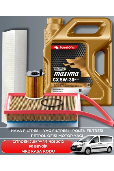Petrol Ofisi CITROEN JUMPY 1.6 HDI EURO 5 2012 90 BEYGİR FİLTRE - YAG BAKIM SETİ ürün görseli