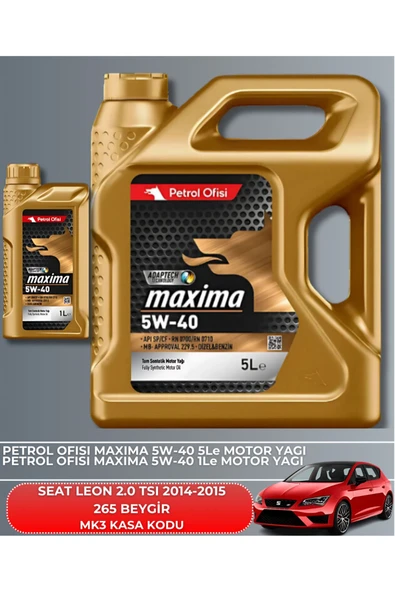 Petrol Ofisi SEAT LEON 2.0 TSI 2014-2015 265 BEYGİR FİLTRE - YAĞ BAKIM SETİ - Resim 5