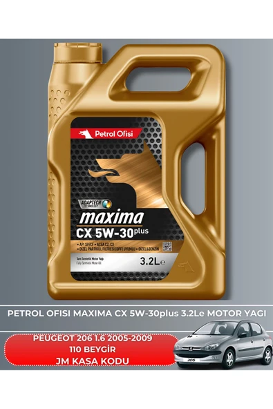 Petrol Ofisi PEUGEOT 206 1.6 2005-2006-2007-2008-2009 110 BEYGİR FİLTRE - YAG BAKIM SETİ - Resim 5