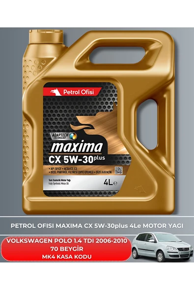 Petrol Ofisi VOLKSWAGEN POLO 1.4 TDI 2006-2007-2008-2009-2010 70 BEYGİR FİLTRE - YAĞ BAKIM SETİ - Resim 5