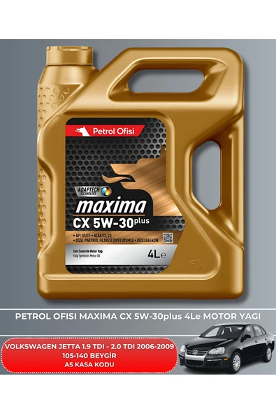 Petrol Ofisi VOLKSWAGEN JETTA 1.9 TDI - 2.0 TDI 2006-2007-2008-2009 105-140 BEYGİR FİLTRE - YAĞ BAKIM SETİ - Resim 5