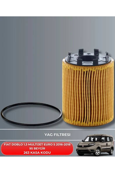 Petrol Ofisi FIAT DOBLO 1.3 MULTIJET EURO 5 2016-2017-2018 95 BEYGİR FİLTRE - YAG BAKIM SETİ - Resim 3