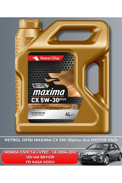 Petrol Ofisi HONDA CIVIC 1.6 i-VTEC - 1.8 2006-2007-2008-2009-2010-2011-2012 125-140 BEYGİR BAKIM SETİ - Resim 5