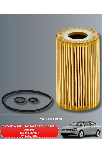 Petrol Ofisi VOLKSWAGEN PASSAT 1.6 TDI - 2.0 TDI 2011-2012-2013-2014 105-140 BEYGİR FİLTRE - YAĞ BAKIM SETİ - Resim 3