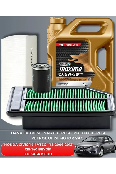 Petrol Ofisi HONDA CIVIC 1.6 i-VTEC - 1.8 2006-2007-2008-2009-2010-2011-2012 125-140 BEYGİR BAKIM SETİ ürün görseli