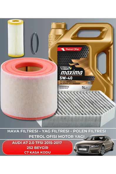 Petrol Ofisi AUDI A7 2.0 TFSI 2015-2016-2017 252 BEYGİR FİLTRE - YAĞ BAKIM SETİ ürün görseli