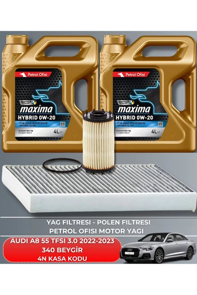 Petrol Ofisi AUDI A8 55 TFSI 3.0 2022-2023 340 BEYGİR FİLTRE - YAĞ BAKIM SETİ ürün görseli