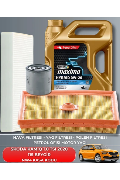 Petrol Ofisi SKODA KAMIQ 1.0 TSI 2020 115 BEYGİR FİLTRE - YAĞ BAKIM SETİ ürün görseli
