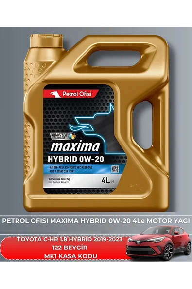 Petrol Ofisi TOYOTA C-HR 1.8 HYBRID 2019-2020-2021-2022-2023 122 BEYGİR FİLTRE - YAĞ BAKIM SETİ - Resim 5