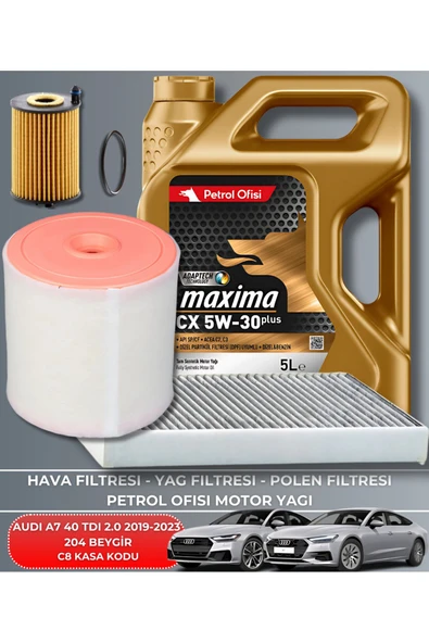 Petrol Ofisi AUDI A7 40 TDI 2.0 2019-2020-2021-2022-2023 204 BEYGİR FİLTRE - YAĞ BAKIM SETİ ürün görseli