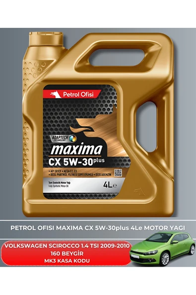 Petrol Ofisi VOLKSWAGEN SCIROCCO 1.4 TSI 2009-2010 160 BEYGİR FİLTRE - YAĞ BAKIM SETİ - Resim 5