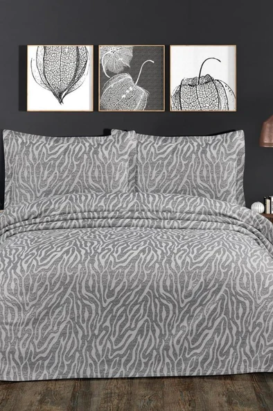 Nora Çift Kişilik Yatak Örtüsü 230x240 cm Gri ürün görseli