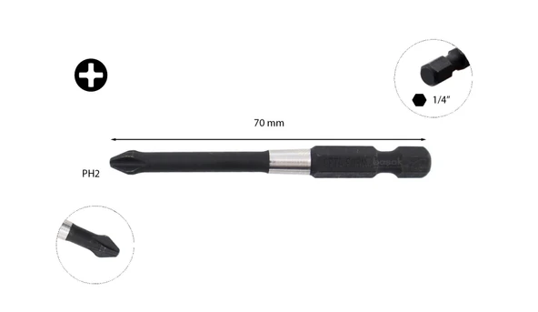 Ceta 1/4" Yıldız Bits Uç (Darbeli Kullanım) - PH2x70 mm - CB/702TM ürün görseli