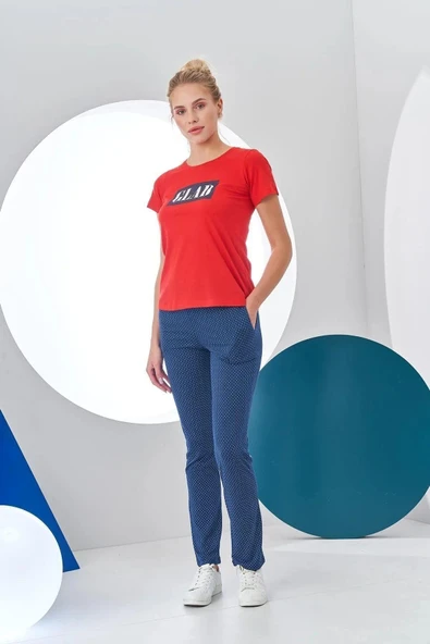 Pjs Kadın Glad Baskılı Kısa Kollu Spor Pijama Takım - 4