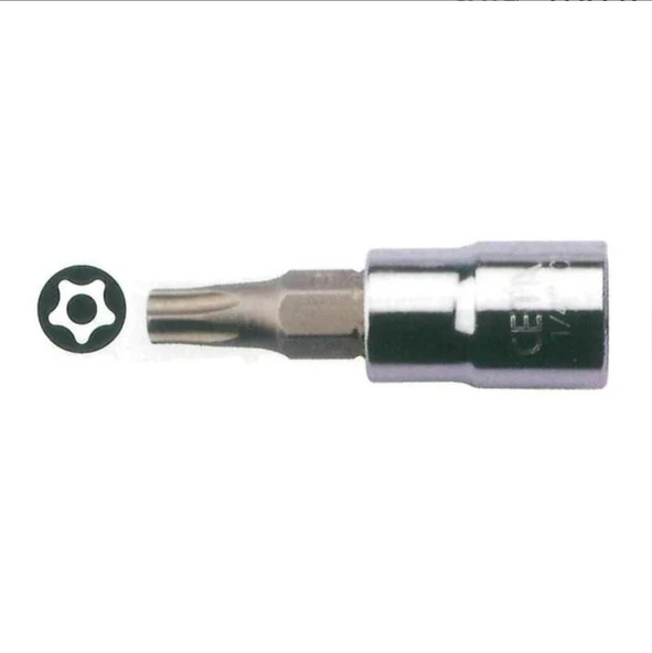Ceta 1/4" 5 Köşe Delikli Torx Uçlu Lokma - IPR25 x 37 mm - C08S-IPR25