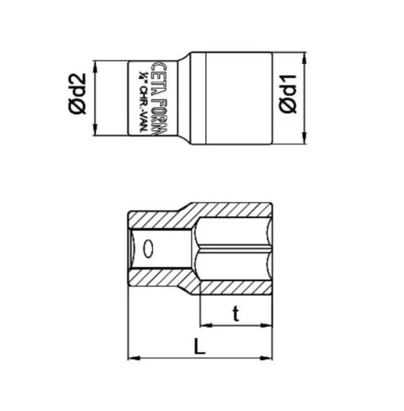 Ceta 1/4" 6 Köşe Lokma Anahtar - 14 mm - C02-H140 - 2