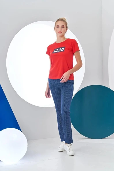 Pjs Kadın Glad Baskılı Kısa Kollu Spor Pijama Takım - 2