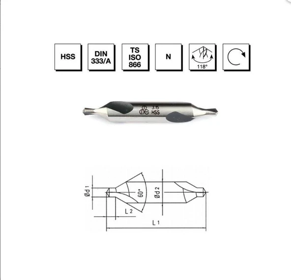 Makina Takım HSS DIN 333/A R Punta Matkabı 5 mm - MTE B00010010500