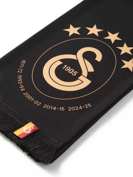 Galatasaray Lisanslı Siyah 5 Yıldız Şal Atkı - 4