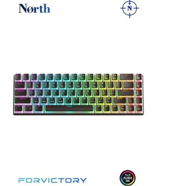North Odin Pro WL68 LightCore Kablosuz Bluetooth RGB Red Switch Türkçe Siyah Mekanik Gaming Klavye ürün görseli