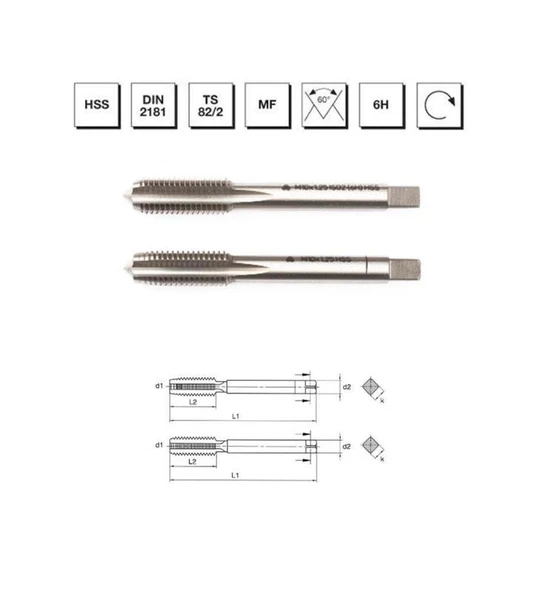 Makina Takım HSS DIN 2181 2'li El Kılavuzu M24 X1.5 (6H) - MTE B00102032406 ürün görseli