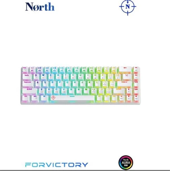 North Odin Pro WL68 LightCore Kablosuz Bluetooth RGB Red Switch Türkçe Beyaz Mekanik Gaming Klavye ürün görseli