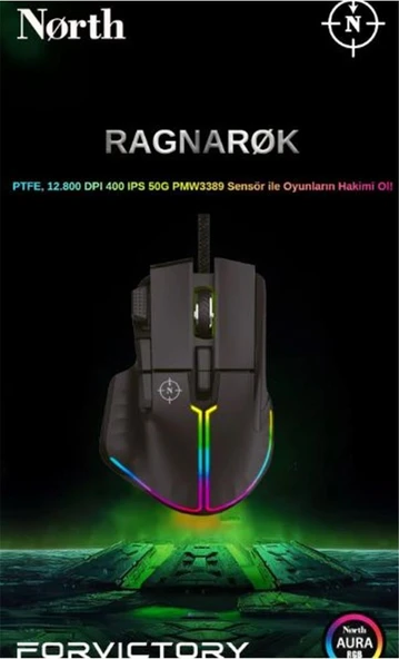 North Odin Pro WL Siyah 26K DPI 750 IPS 70G UltraLight RGB Kablosuz Gaming Mouse ürün görseli