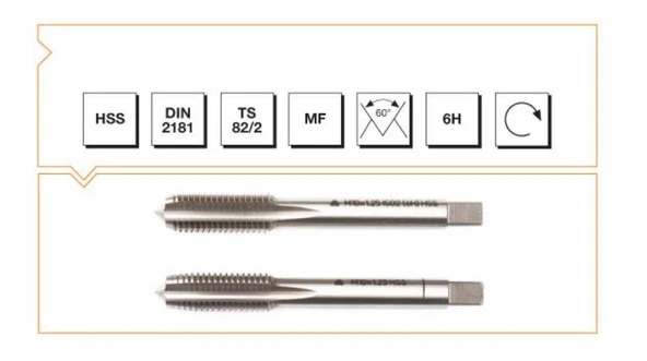 Makina Takım HSS DIN2181 2'li El Kılavuzu M 14 X1 (6H) - MTE B00102031405