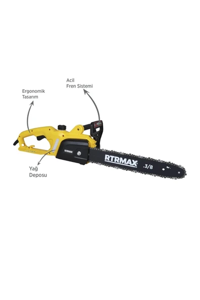 Rtm9030 Elektrikli Ağaç Kesme Motoru 1600 W 40 Cm Pala - 4