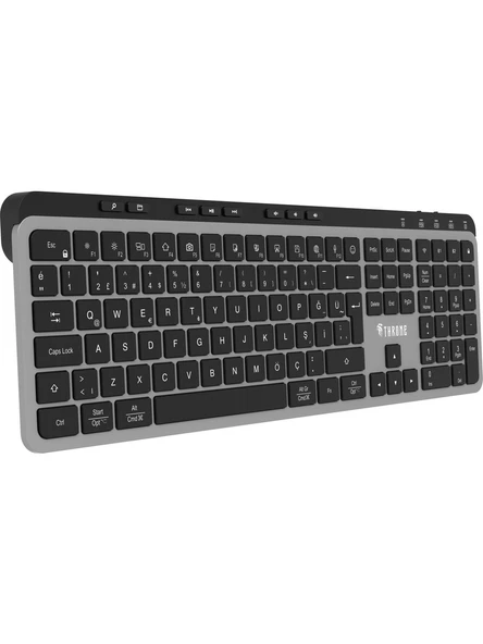 Throne Elite K1 Sessiz Switch 110+8 Multimedya Tuşlu Windows & Macos Uyumlu Premium Alüminyum- Kablosuz Ofis Klavyesi 2.4ghz + Çift Bluetooth Profili - 3