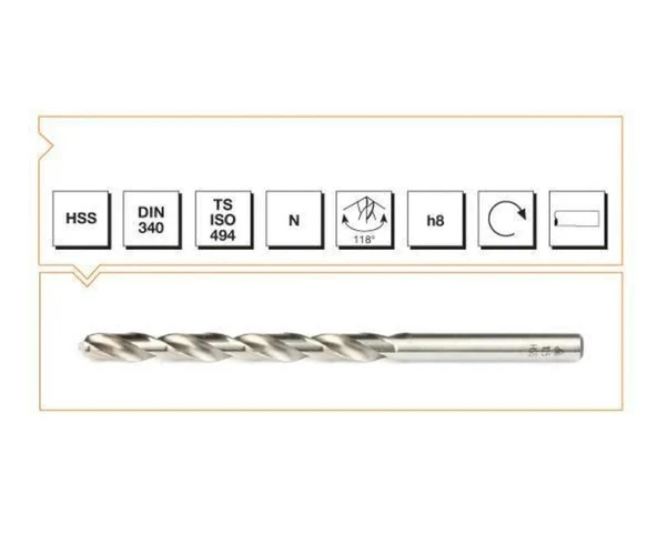 Makina Takım HSS DIN 340 Silindirik Saplı(Uzun)Matkap Ucu 5.2 mm-MTE B00007200520 ürün görseli