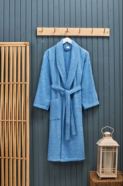 Polo Life Kutulu Bamboo Tek Bornoz Şalyaka-Mavi (XL Beden)