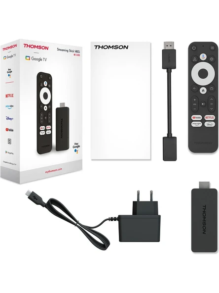 THOMSON Streaming Stick 140 TV Stick 4K UHD Dolby Atmos Chromecast Android TV Media Player - 4