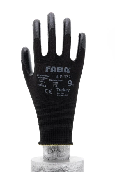 Faba EP-1321 Siyah Nitril Polyester Eldiven-L