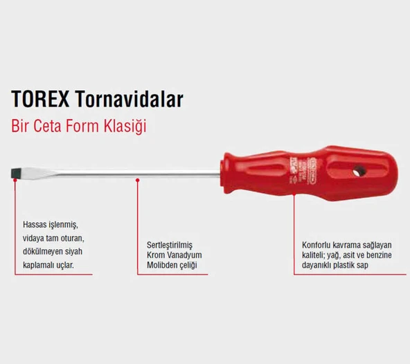 Ceta Form Torex Düz Uçlu Tornavida 8X150 mm - 4100/74M - Resim 2