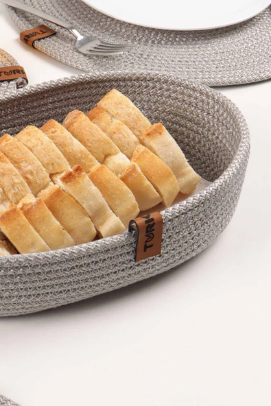 Jüt Hasır Sepet Seti - Çok Amaçlı Organizer, Ekmeklik, Jüt Sığ Hasır Sepet, %100 El Yapımı - 8