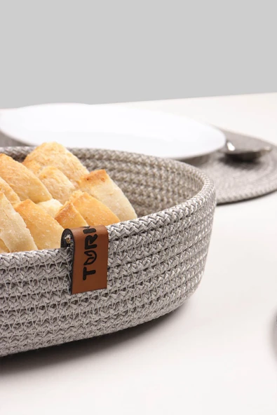 Jüt Hasır Sepet Seti - Çok Amaçlı Organizer, Ekmeklik, Jüt Sığ Hasır Sepet, %100 El Yapımı - 7