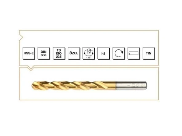 Makina Takım HSS-E DIN 338 RN TIN Kaplı Matkap Ucu 6.5mm - MTE B00006000650 ürün görseli