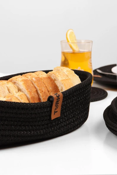 Jüt Hasır Sepet Seti - Çok Amaçlı Organizer, Ekmeklik, Jüt Sığ Hasır Sepet, %100 El Yapımı - 3