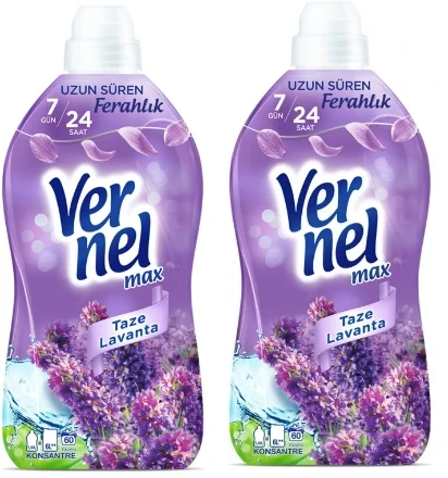 Vernel Max Konsantre Çamaşır Yumuşatıcısı 1440ml (60 Yıkama) Taze Lavanta 2'li avantajlı set