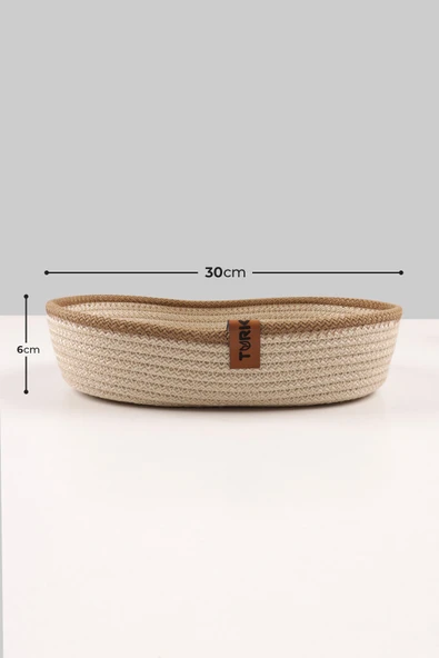 Jüt Hasır Sepet Seti - Çok Amaçlı Organizer, Ekmeklik, Jüt Sığ Hasır Sepet, %100 El Yapımı - 12