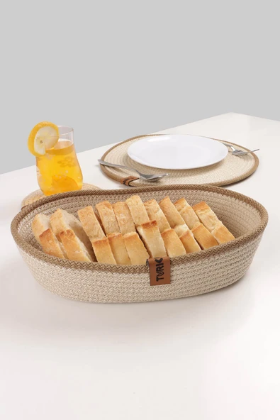 Jüt Hasır Sepet Seti - Çok Amaçlı Organizer, Ekmeklik, Jüt Sığ Hasır Sepet, %100 El Yapımı - 9