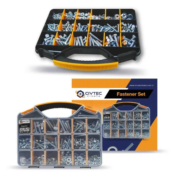 Civtec 591 Parça 20 Çeşit 8.8 Çelik Civata - Somun - Pul Seti TK-19 - Resim 11