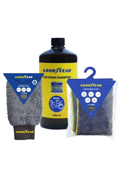 GOODYEAR OTO ŞAMPUAN MİKROFİBER BEZ VE YIKAMA ELDİVEN SETi