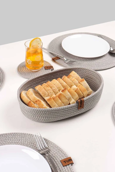 Jüt Hasır Sepet Seti - Çok Amaçlı Organizer, Ekmeklik, Jüt Sığ Hasır Sepet, %100 El Yapımı - 6