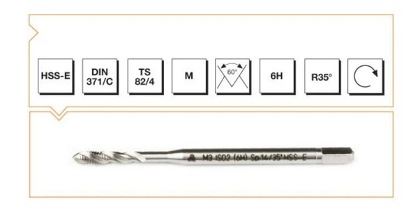 Makina Takım M12 HSS-E DIN 371/C Helis Kanallı Makina Kılavuzu - MTE B00105790139 ürün görseli