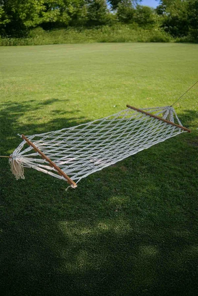 Pikas Tek Kişilik Pamuk İpli Çift Sarım Çift Örgülü Hamak