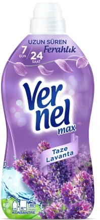 Ürünü Arkadaşına Öner twitter Vernel Max Konsantre Çamaşır Yumuşatıcısı 1440ml (60 Yıkama) Taze Lavanta