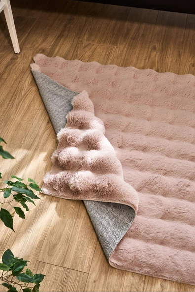 Bubble Apex Kabartmalı Peluş Post Halı Pudra - Resim 4